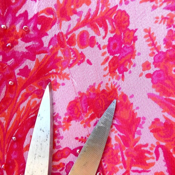 SiLK BeaDeD Vintage Vision Maxi Dress Bias Cut Pink Lace Modesty Panel Mermaid L - Picture 8 of 9